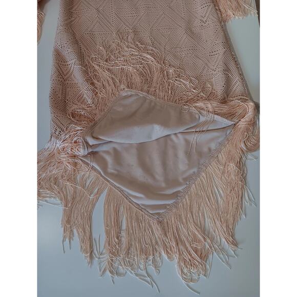 Charleston Long Fringe Gatsby Dress Step in Style Lace Beige Lines Small - Picture 13 of 14